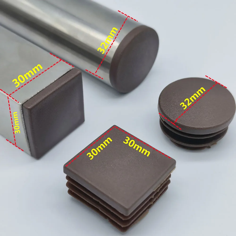 Brown Plastic Decorative Pipe End Plug Round Square Tube Dust Cover Chair Table Feet Caps Home Renovation Supplies Parts