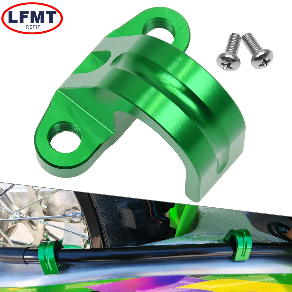 Motorcycle CNC Front Rear Brake Oil Line Clamps For Kawasaki KX KX85 KX100 KX125 KX250 KX450 KX250F KX450F KX250X KX450X KLX450R