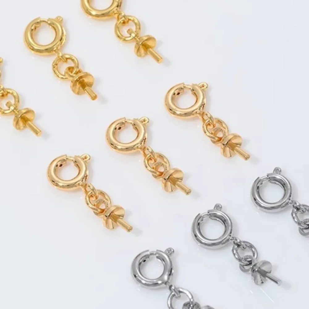 

Copper Clasps 14K Gold Color Universal Buckle Spring Buckle Crystal Pearl Bead Pendant Buckle Handmade DIY Jewelry Accessories