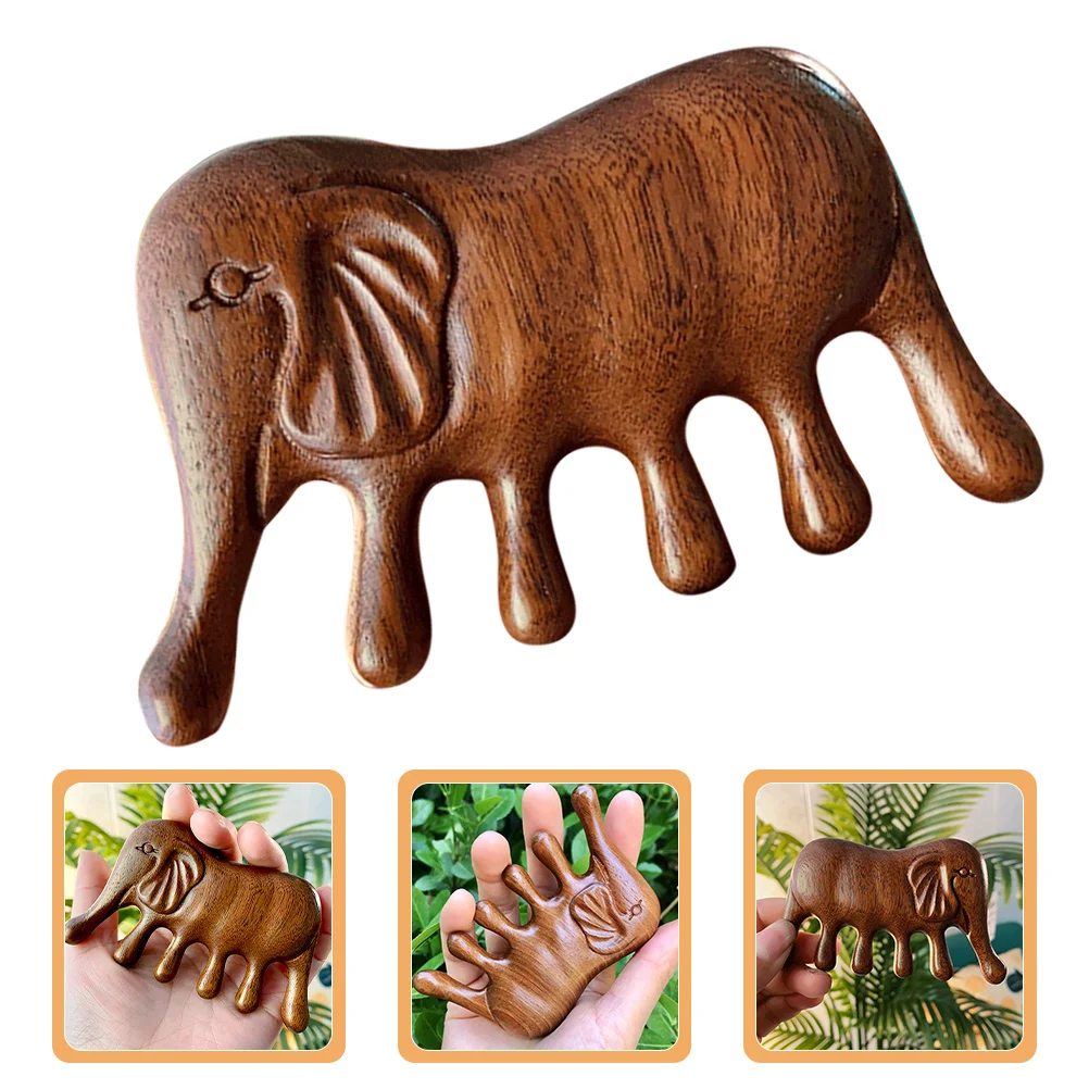 Sandelhout Grove Massage Kam Hoofdhuidverzorging Kam Olifant Vorm Haar Massage Tool Antistatische Hoofdhuid Massager