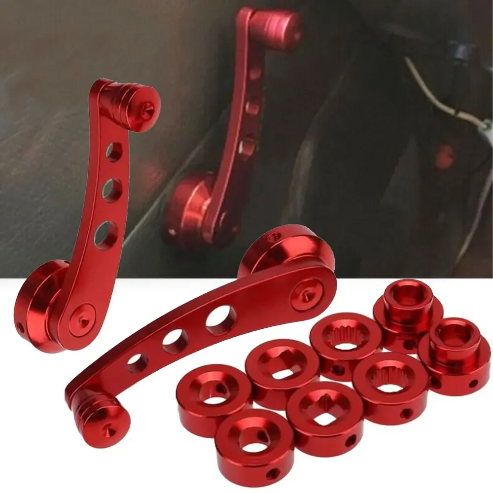 Universal Aluminum Window Winder Crank Riser Handle 2Pcs Car Manual Window Lever Replacement Accessories