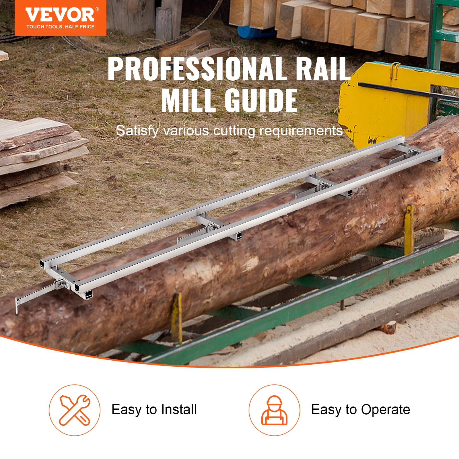 VEVOR Chainsaw Mill Planking Milling 9ft Guide Bar Wood Lumber Cutting Portable Sawmill Aluminum Steel Chain Saw Mill