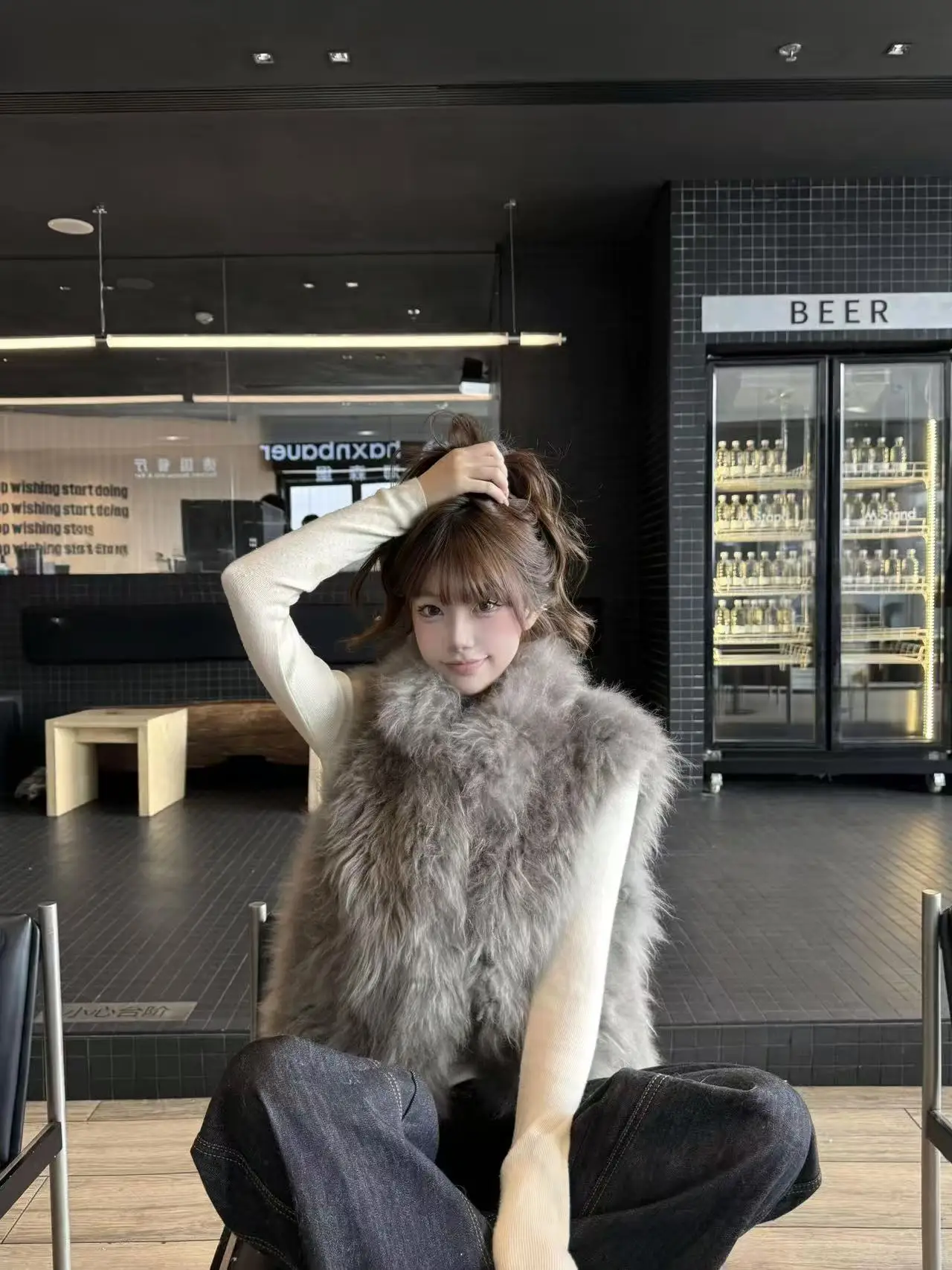 

Eco-Friendly Fur Vest Women's Stand Collar ort Sve Outerwear Pumpkin ular Sle Commute Wind Pure Color Other Material