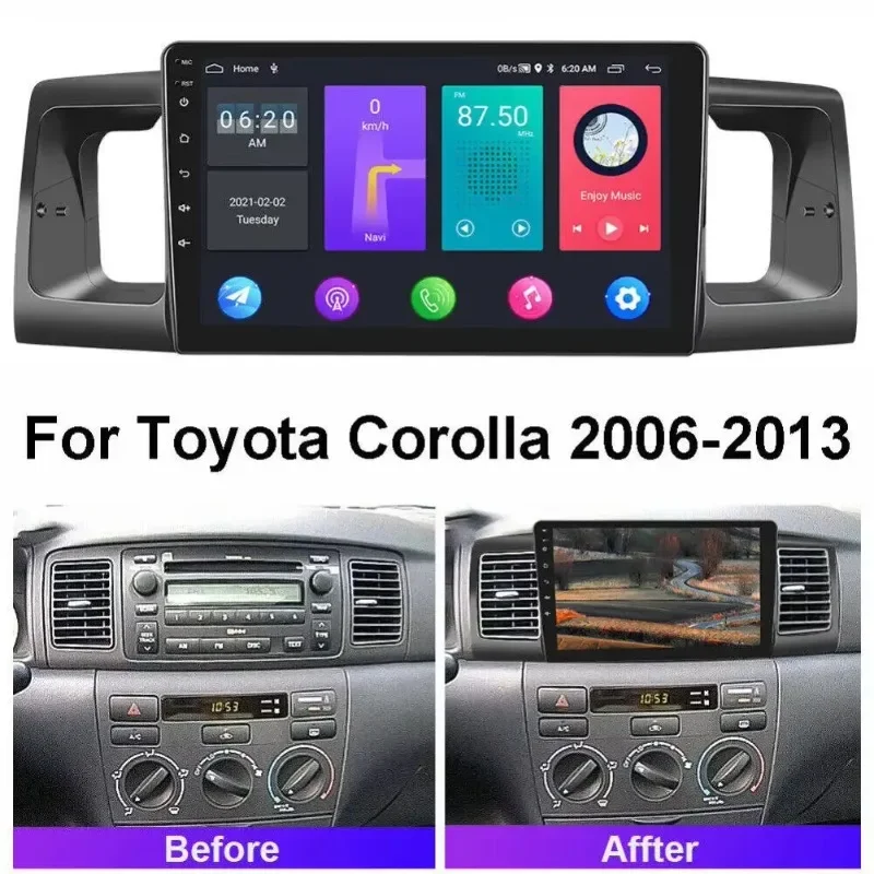 

2Din Car Radio Multimedia Player Android 13 GPS Navigation Stereo Head Unit Carplay for Toyota Corolla E120 E130 2006-2013