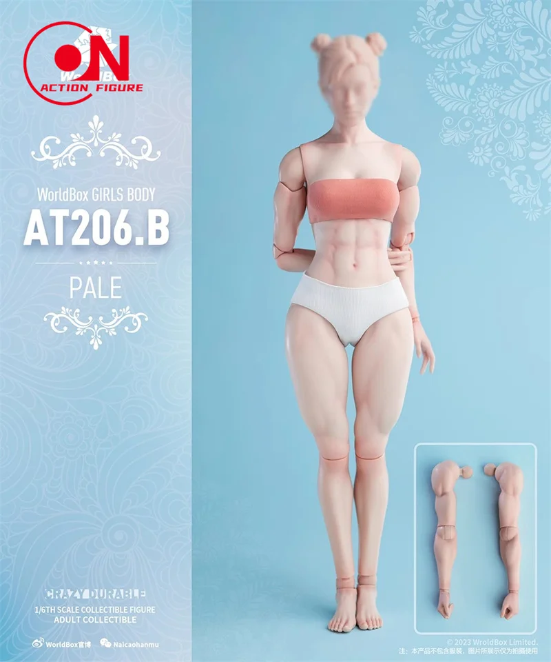 W magazynie Worldbox AT206 1/6 Female Muscle Joint Body Pale/Light Tan Soldier Action Figure Doll z grubą nogą i wymiennymi ramionami