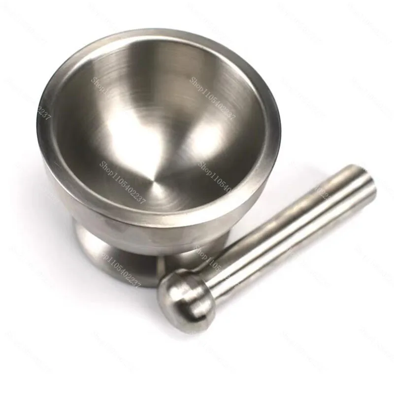 304 Stainless Steel Mortar Pestle Set 100mm Lab Grade Non Slip Base Grinding Bowl for Herb Spice Paste