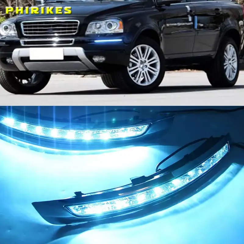 

2pcs Car Daytime Running Lights LED DRL For Volvo XC90 2007 2008 2009 2010 2011 2012 2013 Lamp Turn Signal fog lamp Flashing