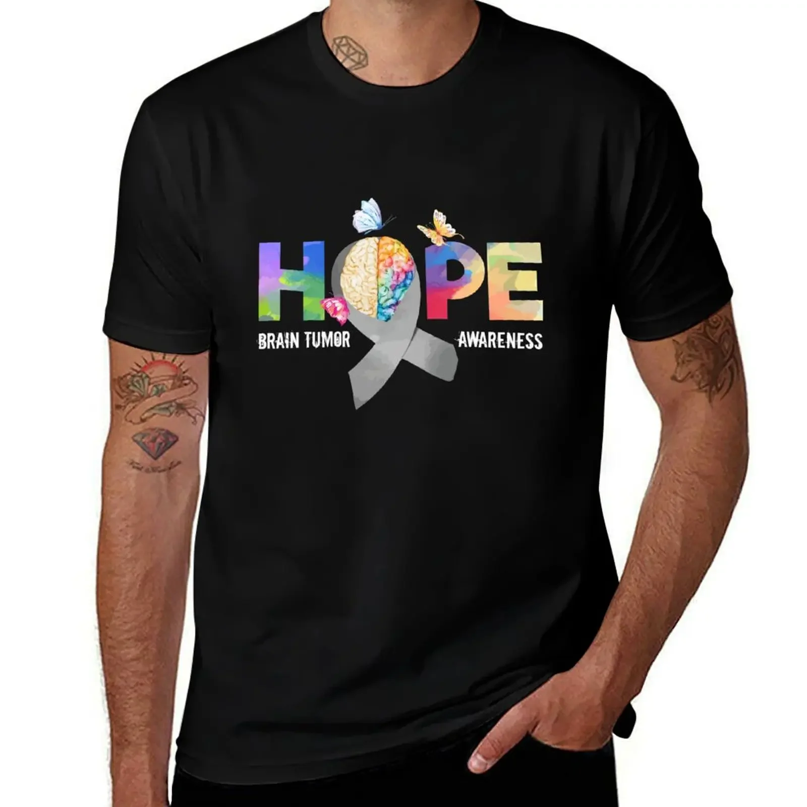 

Hope Brain Tumor Awareness Shirt, Brain Tumor Grey Ribbon Cancer Cancer Awareness Cancer Tumor Walk T-Shirt