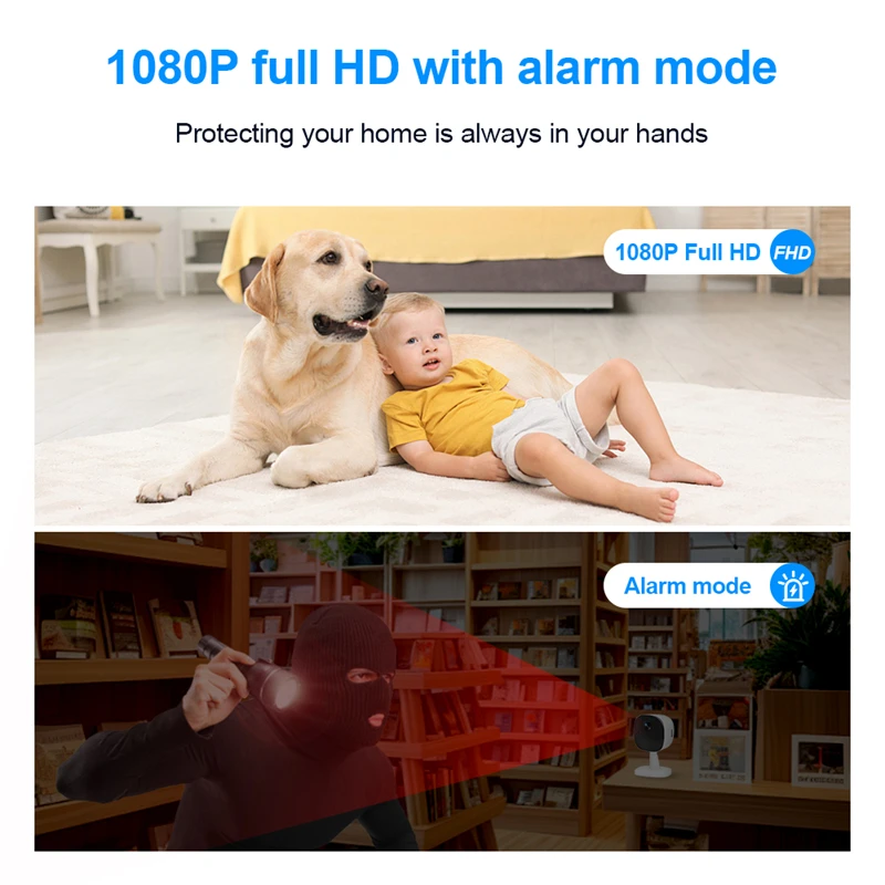 1080P HD WiFi กล้อง Baby Monitor Mini Security แบบพกพากล้องอินฟราเรด Night Vision การตรวจจับการเคลื่อนไหว Smart Home