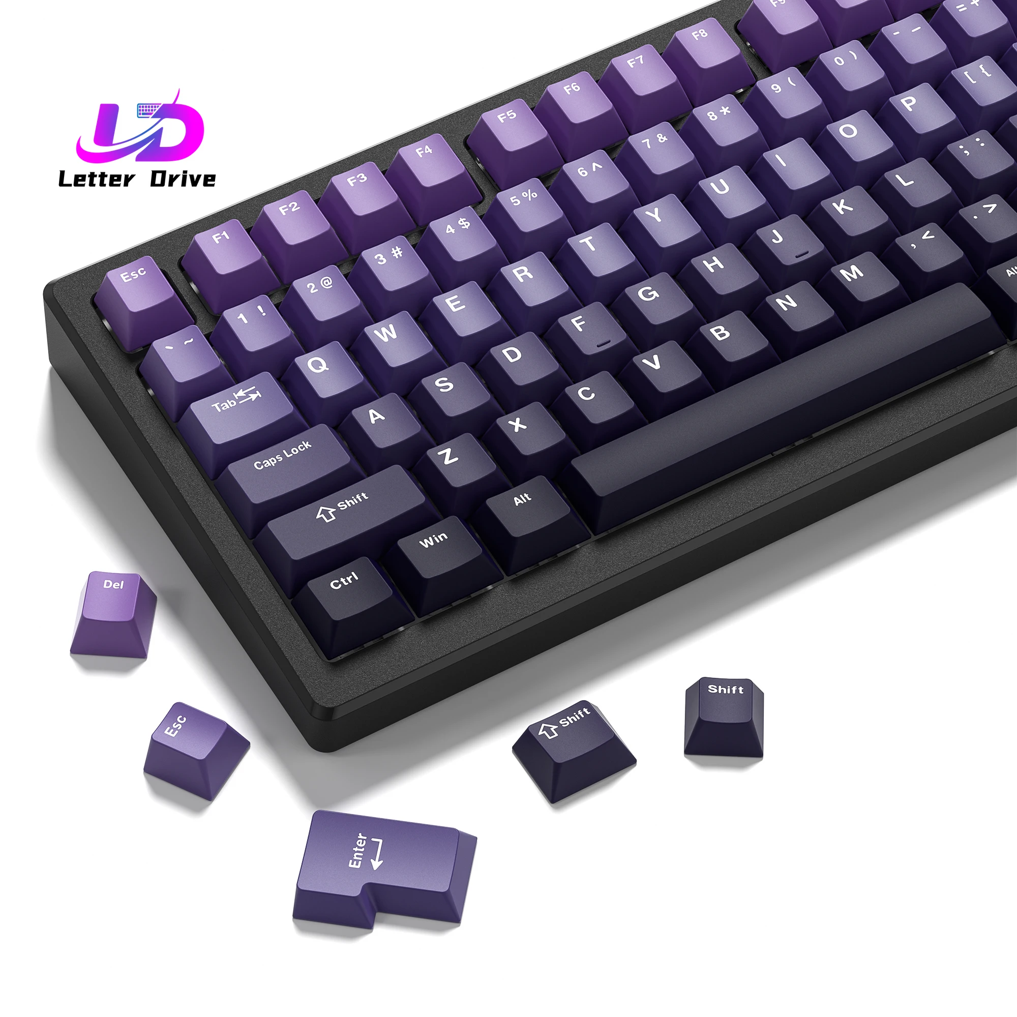 132+ Keys PBT Keycaps Cherry Profile Purple Double Shot Key 
