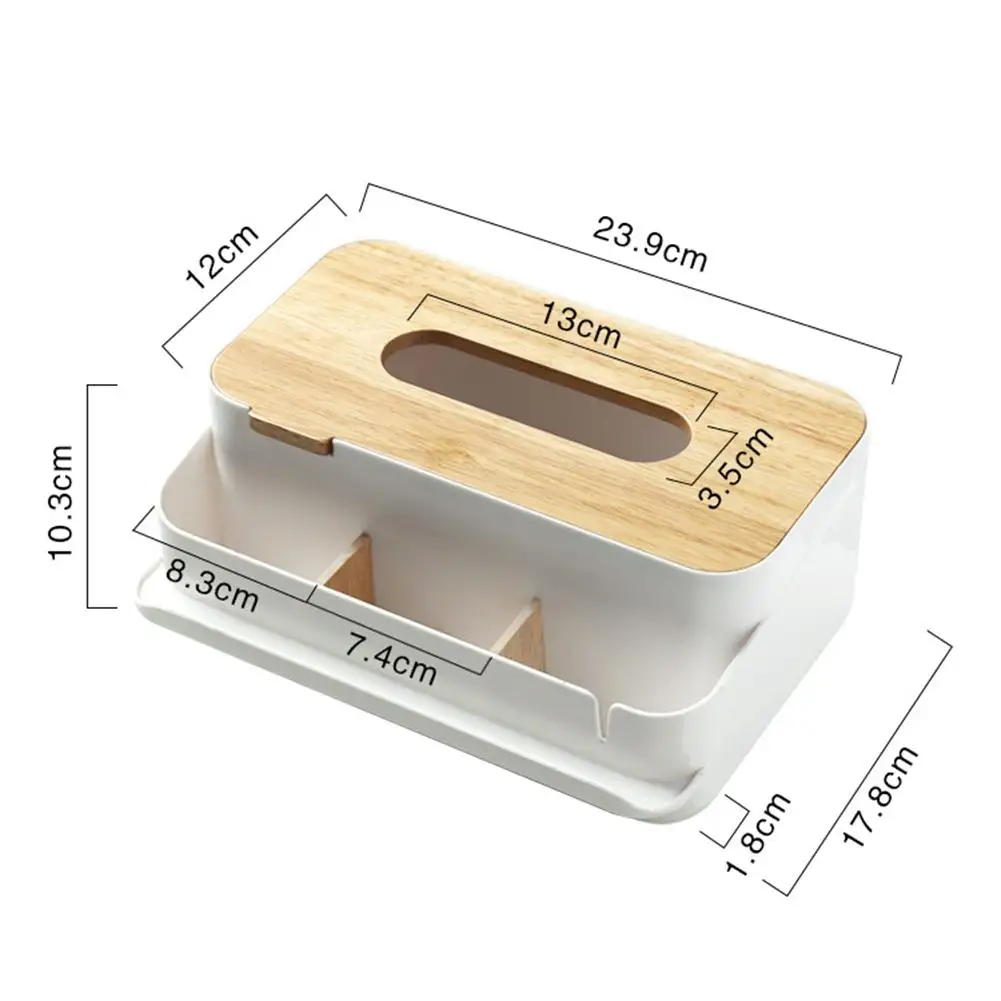 18l Multifunction Tissue Box With Wooden Lid Facial Tissue Holder Dispenser Organizer For Kitchen Bedroom Decor