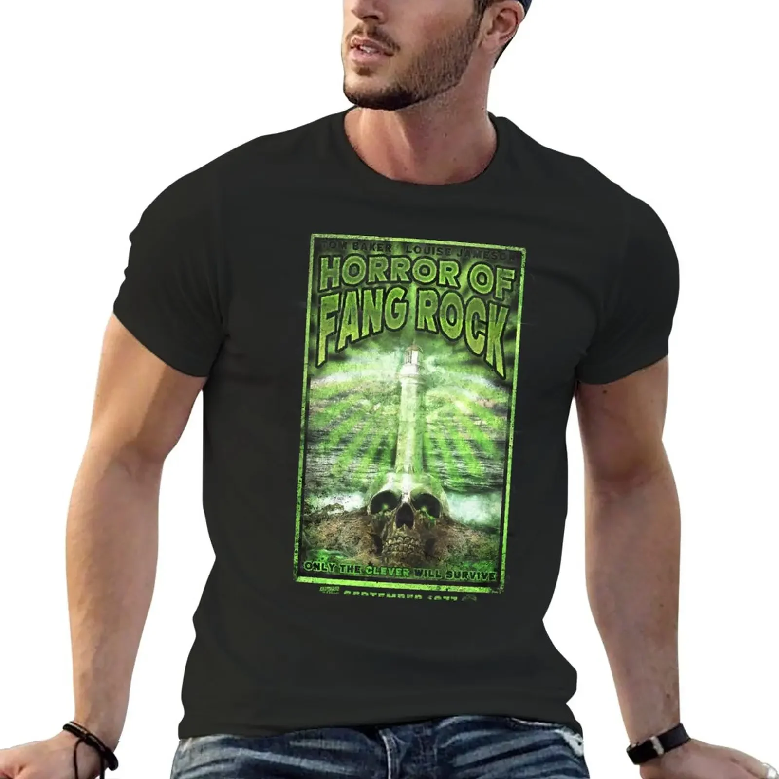 New Horror of Fang Rock T-Shirt blank  shirs Shor sleeve ee Oversized -shir funny  shirs for men