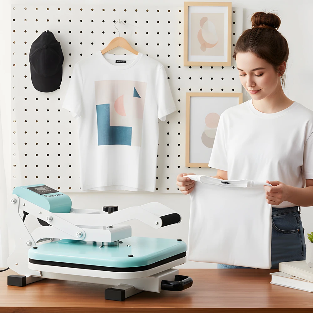 Manual Flat Heat Press 15x15 Inchwith LCD Screen 4 Memory Settings Pressure Adjustable 0-250℃ for T Shirt  and Bag