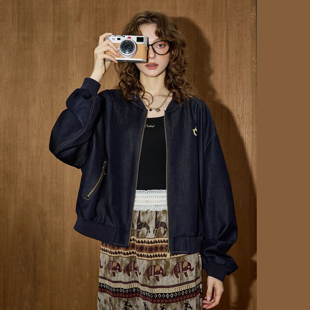 

Осенняя женская куртка из искусственного денима Canelé, пальто в стиле ретро, большой пиджак, повседневный винтажный стираный эффект с заниженными плечами