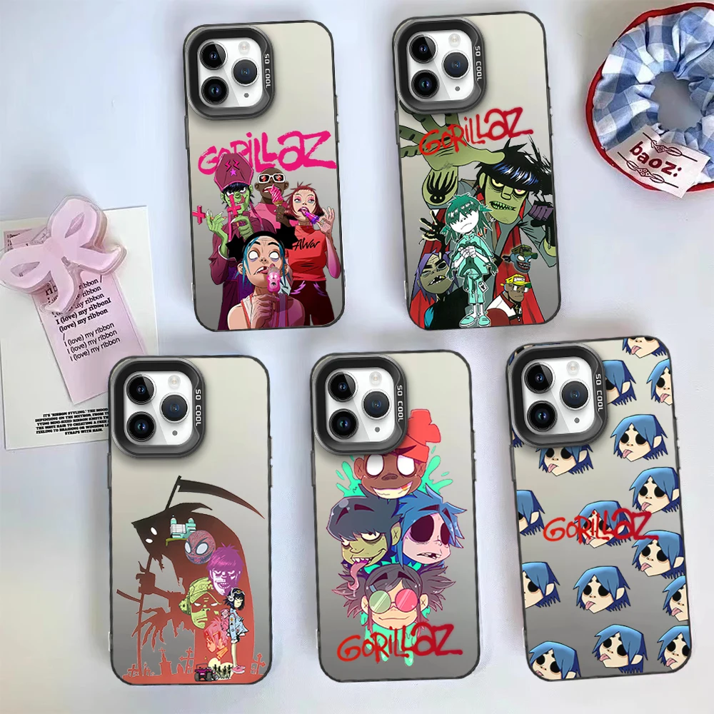 Gorillaz Band Phone Case Silver Cover Suitable for iPhone 12 11 13 14 15 16 Max Pro Plus Spider Gwen IMD Colorful