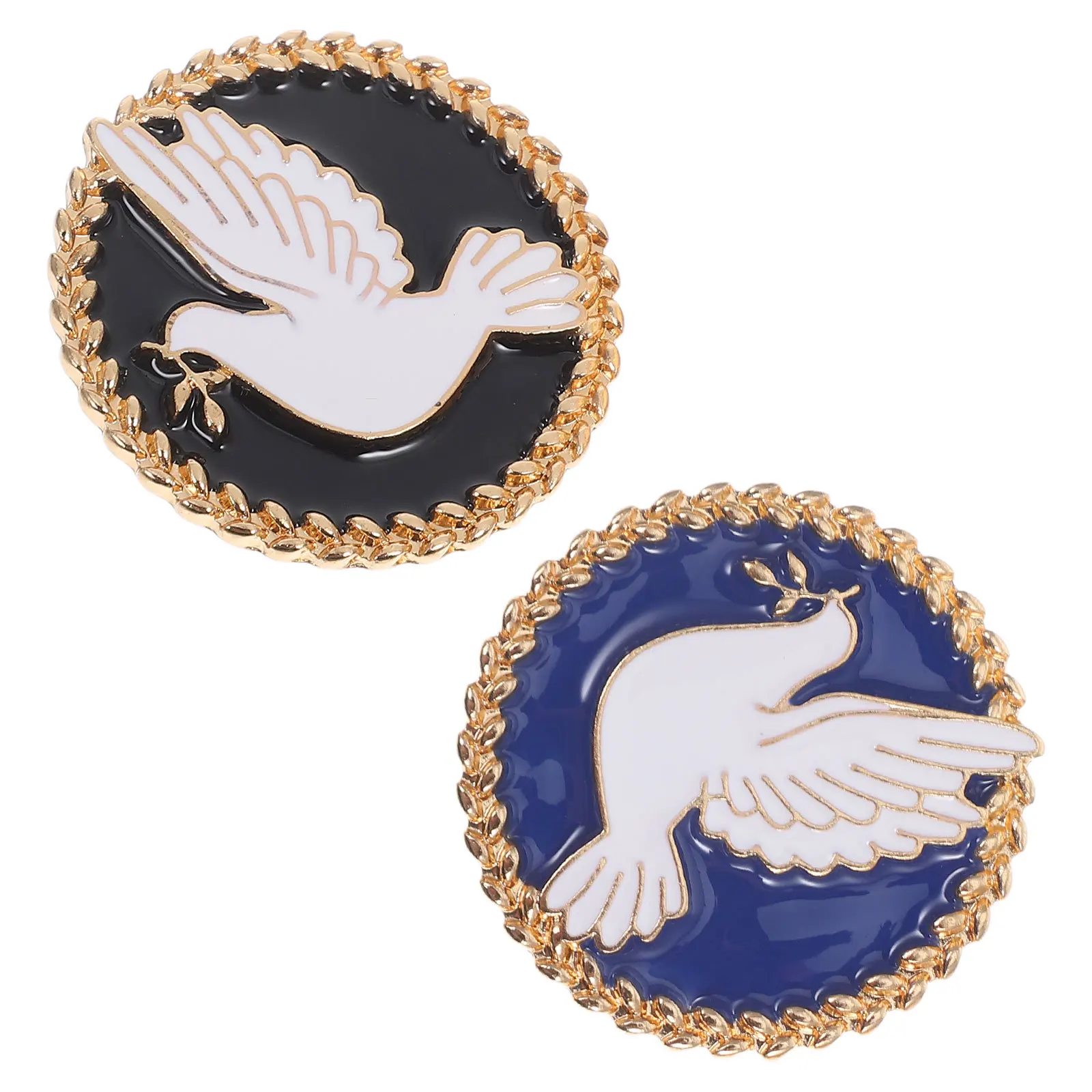 2 pçs broche de pomba da paz alfinetes esmalte lapela pino para mulheres moda jóias vintage broches acessórios baile presente colar pino