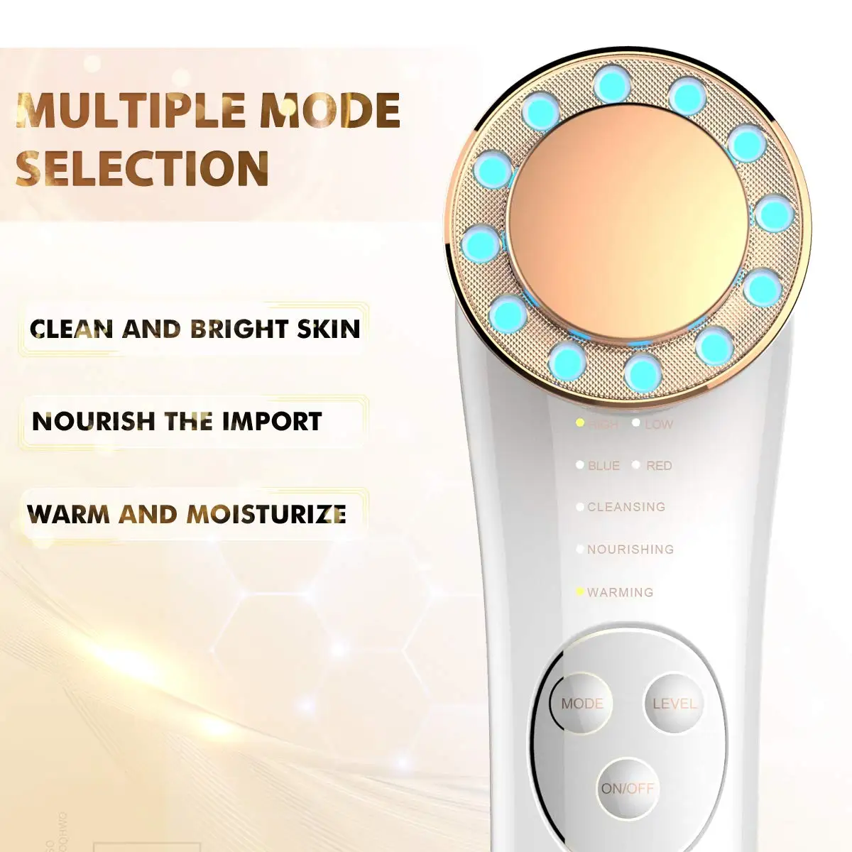 Portable EMS Ultrasound Wave Facial Massage Device Face Lift Skin Improve Roller Tool Skin Rejuvenation Deep Clean Massager