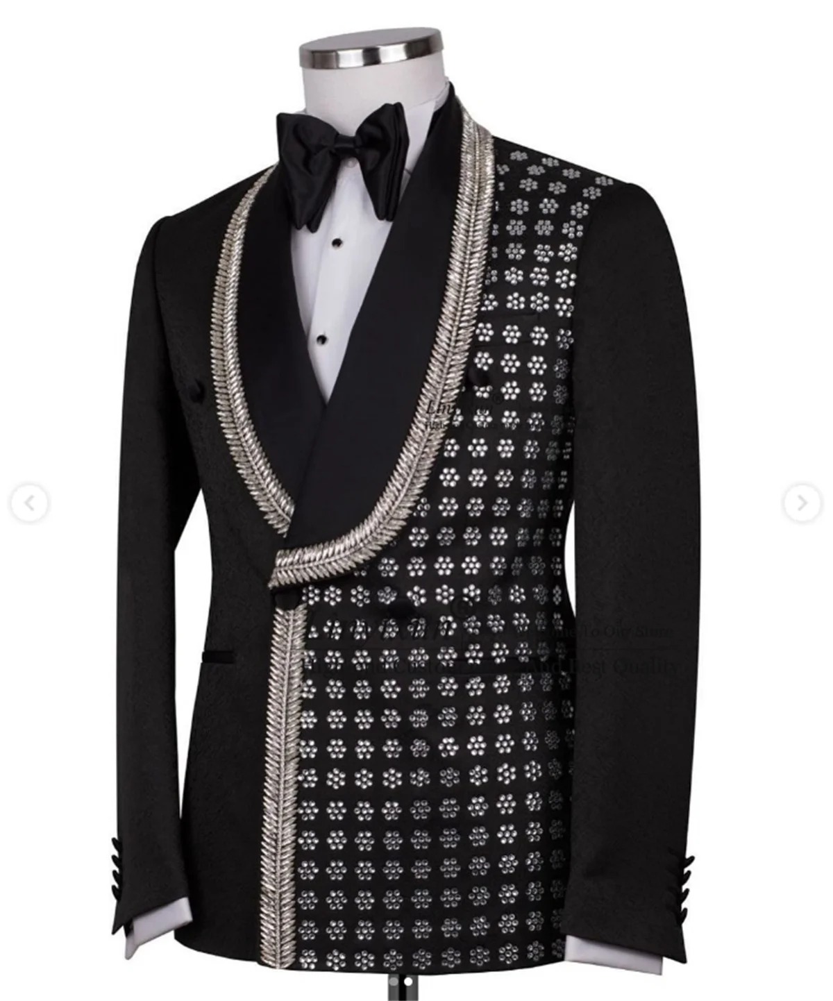 Stunning Gem Diamond Men Suits Shawl Lapel Groom Wedding Tuxedos Customized Male Prom Blazer 2  Piece Sets trajes para hombre