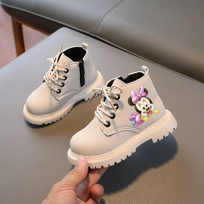 Children Boots Mickey Kids Boots Anime Cartoon Mickey Boys Shoes Girls Spring Autumn Toddle Non-slip Ankle Boots 21-30