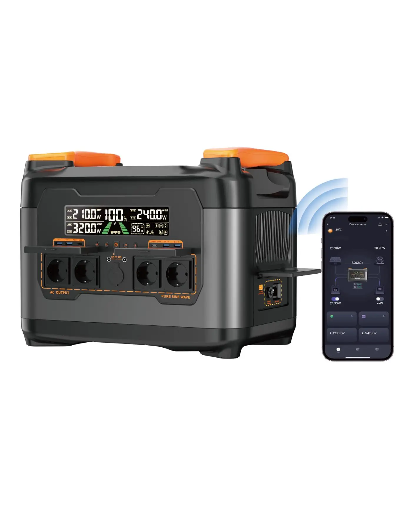 NECESPOW S2400 Portable Power Station 2400W Output 2048Wh LiFePO4 Battery 20ms UPS Backup 13 Ports 1.5H Fast Charging App Control