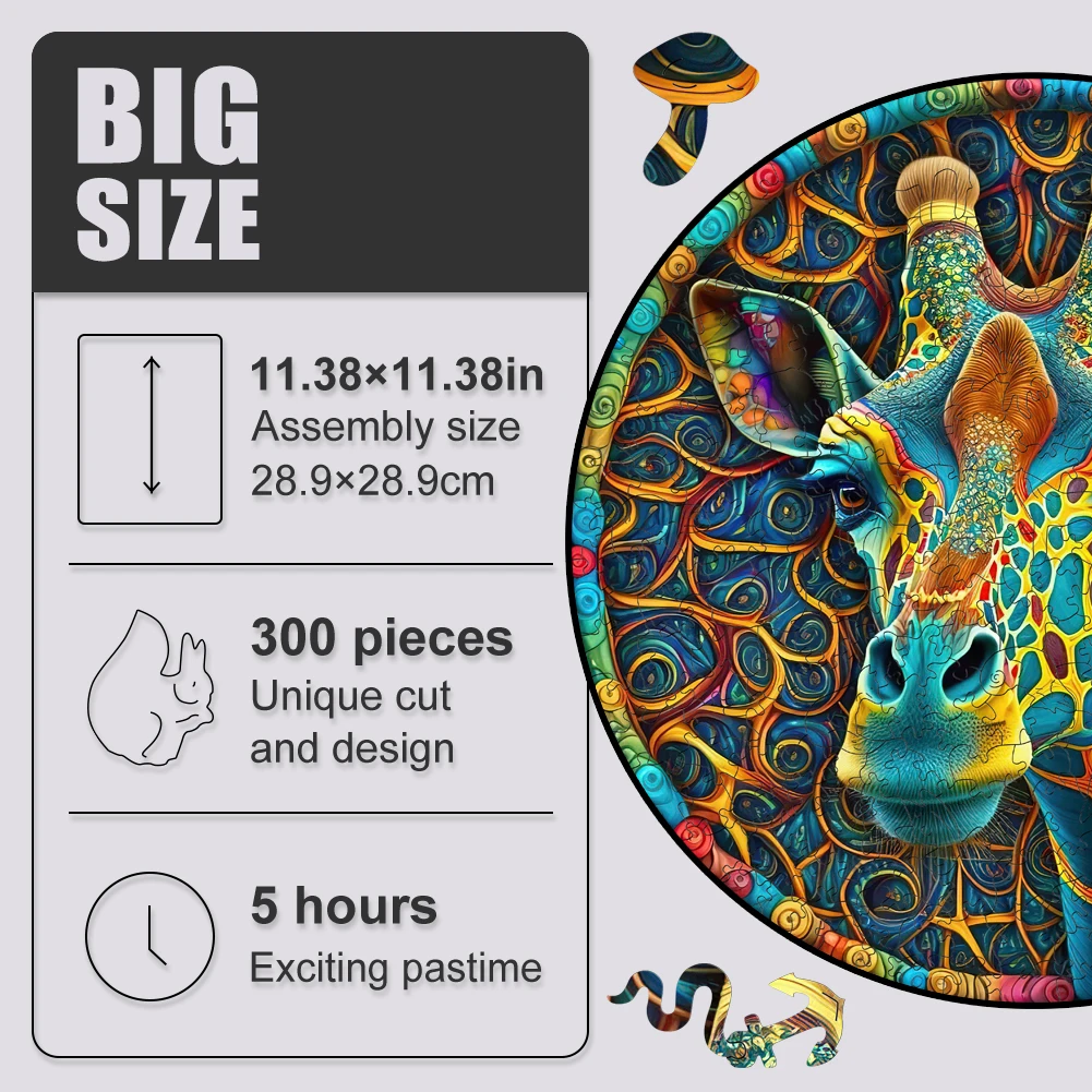 Mandala Giraffe Wooden Jigsaw Puzzle Game para adultos, Animal Wood Puzzle, brinquedo educativo, jogos de pensamento para crianças, ofertas