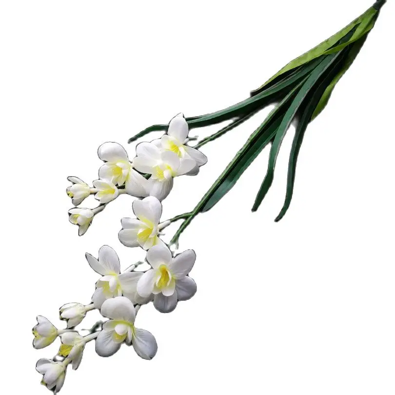 One Artificial Freesia Flower Fake Butterfly Orchid 14 Heads Silk CattleyaCymbidium Orchid Flowers