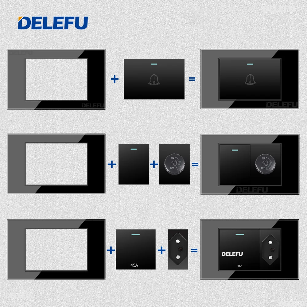DELEFU Brazil Italy USA EU Standard Free Combination Blank DIY Panel 118mm*72mm