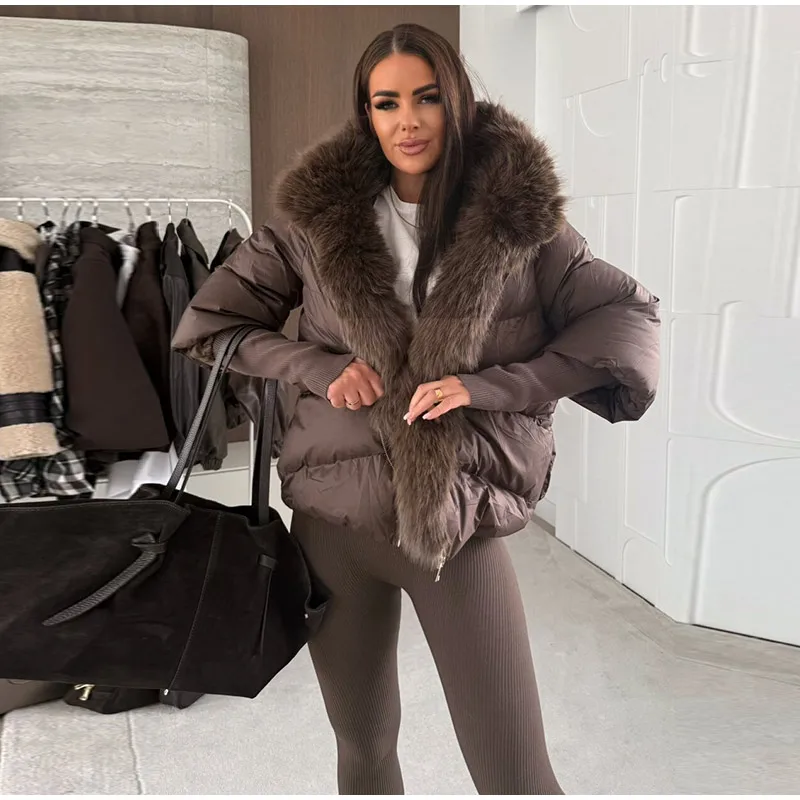 Fur Patchwork Cotton Coats Women Hooded Stand Collar Zippers Oversize Thicken Solid Jackets 2025 Winter Chic Warm Outerwear Lady