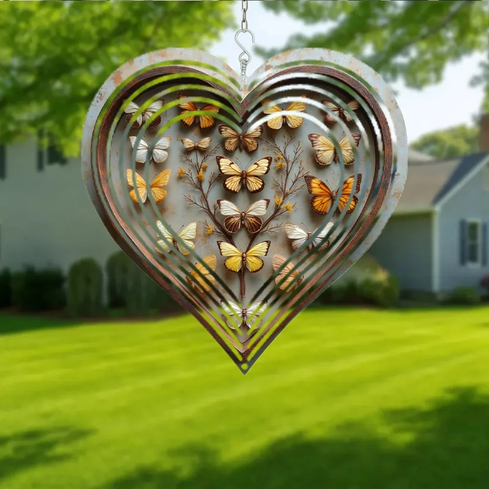 2D Flat -Two-Dimensional Flat Metal Wind Chime, Decorative Hanging Piece Featuring a Captivating Butterfly Design with Beautiful