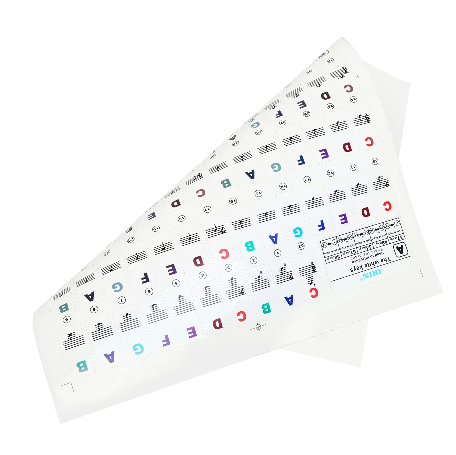 IRIN Transparent Piano Keyboard Note Stickers Removable Key Labels for 37/49/54/61/88 Keys Piano Electronic Keyboard Melodica