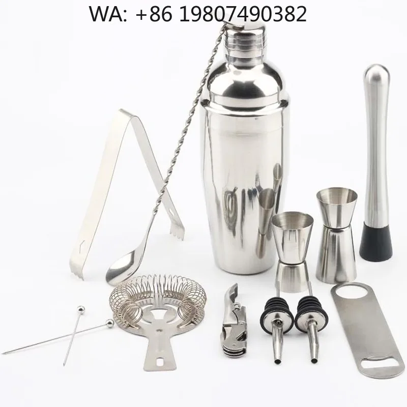 13Pcs Multi Size Metal Cocktail Shaker Bar Kit Jigger Ice Tongs Mix Spoon Complete Mixology Essentials For DIY Bar Drinks