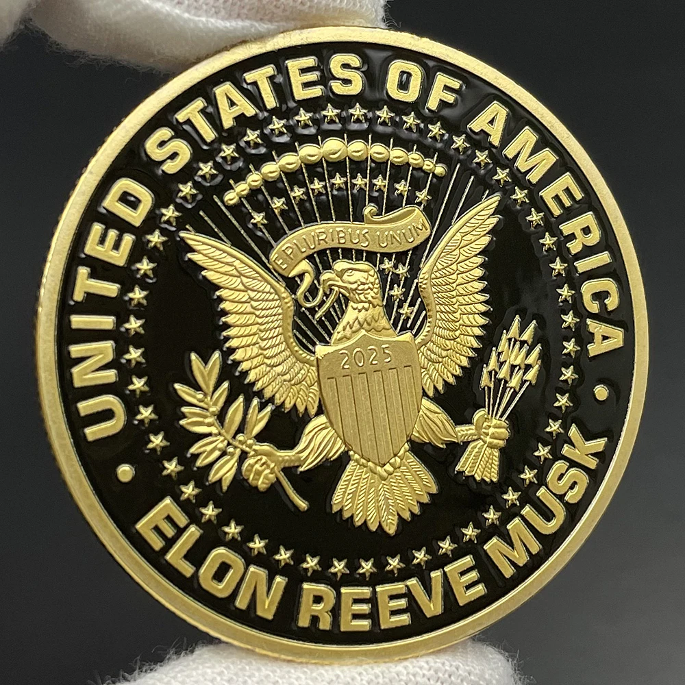 2025 إيلون ماسك تحدي عملة الولايات المتحدة رئيس الانتخابات تحصيل الذهب والفضة مطلي تذكارية هدية 3 أنماط ميدالية