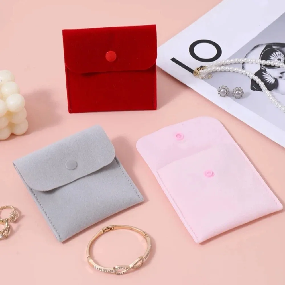 Microfiber Velvet Mini Jewelry Display Bag Foldable Container Necklace Ring Packing Bag Solid Color Small Earrings Organizer