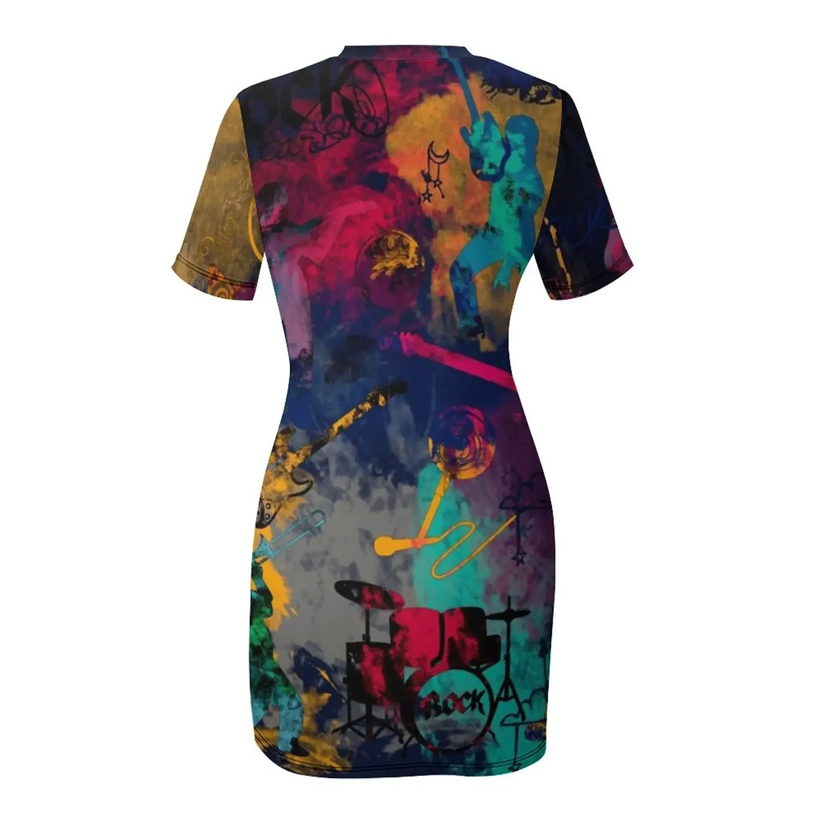 록 밴드 반팔 드레스 여성용 댄스 파티 의류 우아한 여성용 세트 드레스