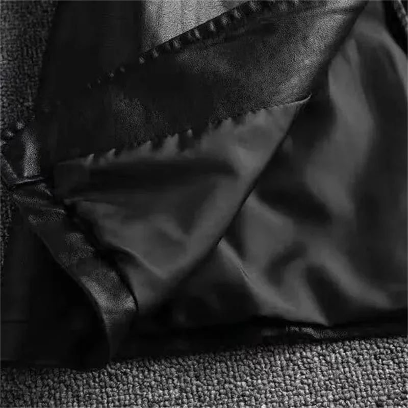 봄 우아한 블랙 라이트 소프트 인조 가죽 블레이저 긴 소매 슬림 핏 럭셔리 여성 블레이저 및 재킷 패션