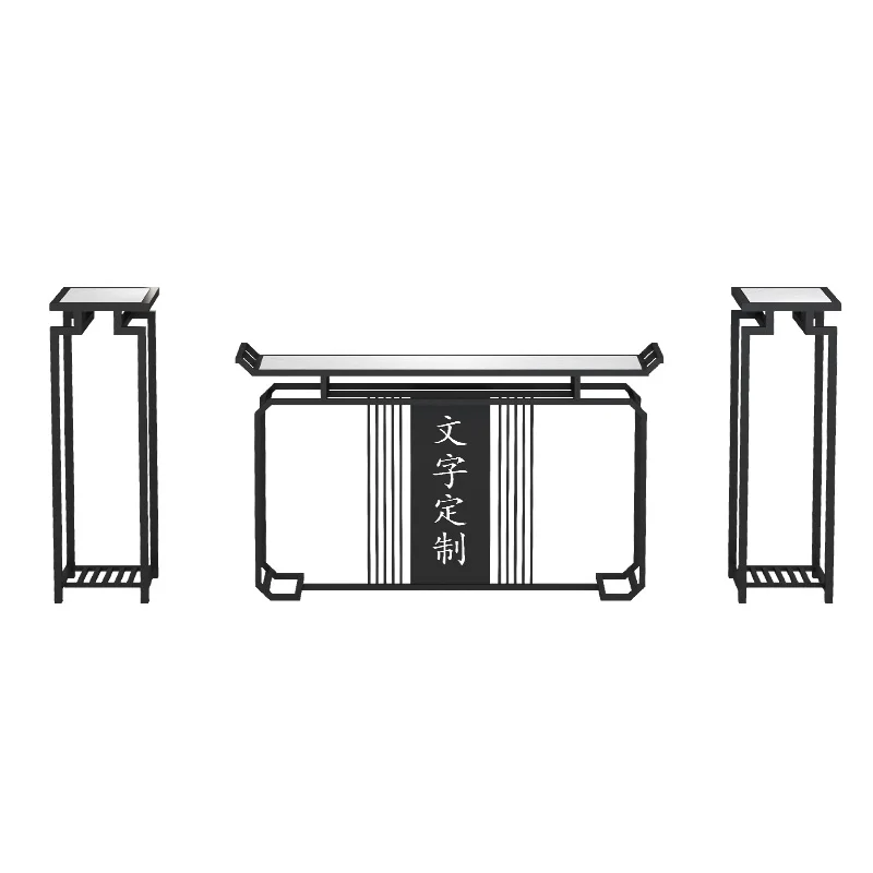 Modern light luxury marble table hotel lobby display Xuanguantai narrow table wrought iron plan
