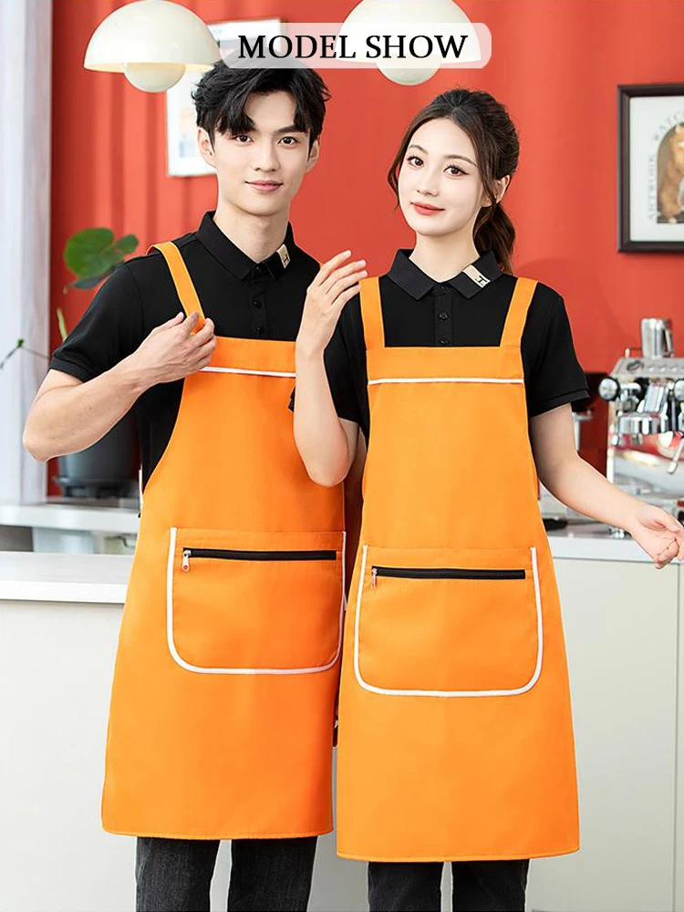 유니섹스 작업 앞치마 지퍼 포켓 포함 - 슈퍼마켓 계산원 편의점 및 버블티 가게 직원을 위한 안전한 수납 공간