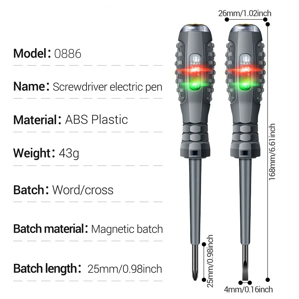 AIRAJ One Word/cross Screwdrivers Neon Bulb Indicator Meter Electric Pen Insulated Electrician Highlight Pocket Tester Pen Tools image 4