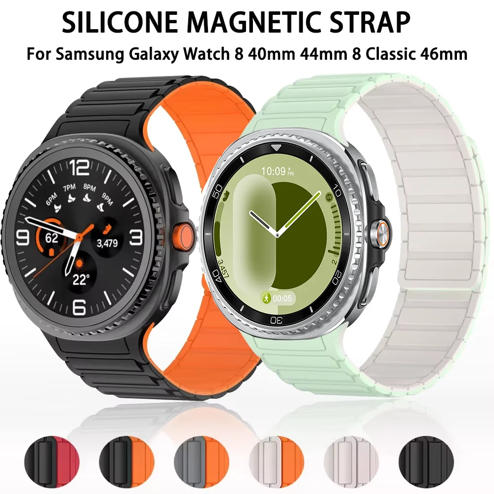Sportliches Nahtloses Silikonarmband für Samsung Galaxy Watch 8 40mm 44mm Magnetisches Armband für Galaxy Watch 8 Classic 46mm Correa