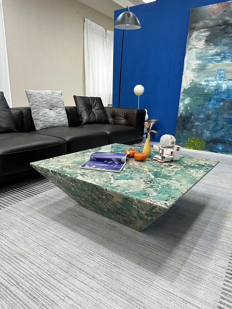 

Natural Marble Coffee Table Italian Minimalist Living Room Furniture Inverted Trapezoid Hezhou Stone Impermeable Wear Resistants