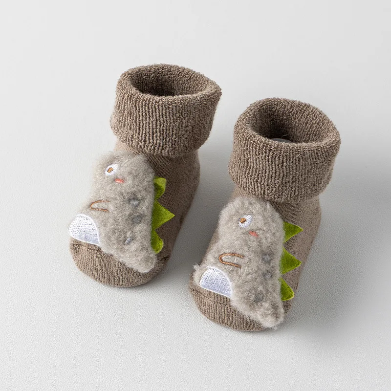 Calcetines antideslizantes de media pantorrilla de felpa de algodón con forro polar grueso y cálido para recién nacidos y niños pequeños de 0 a 3 años Otoño Invierno
