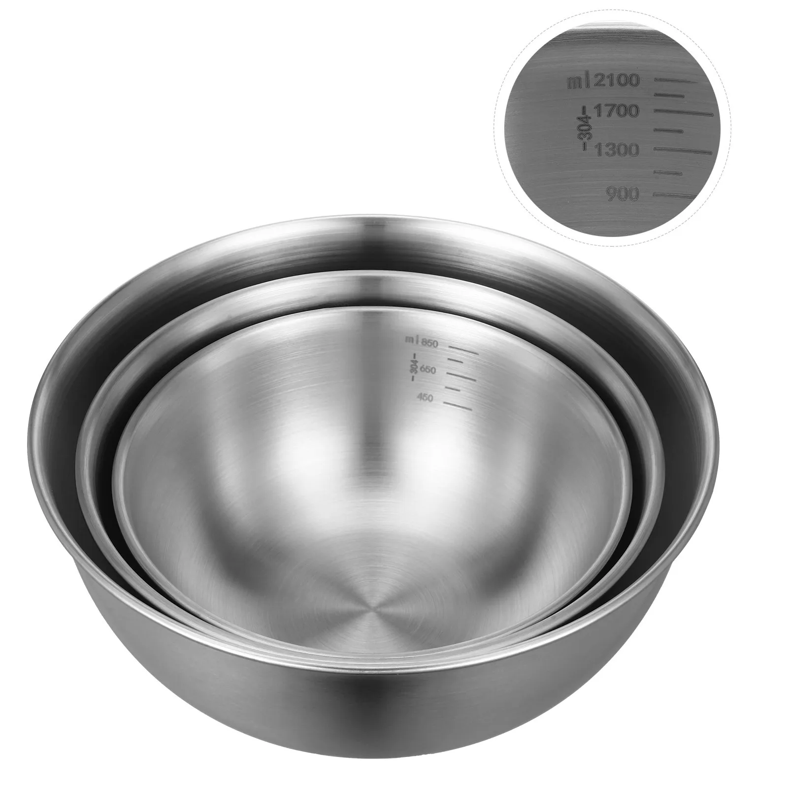 

3Pcs Stainless Steel Mixing Bowl Stackable Portable Salad Noodle Fruit Tableware Canteen Soup Kitchen Accessories