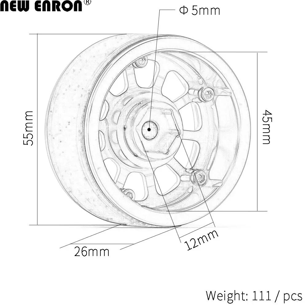 ENRON 1/10 RC 자동차용 비드락 헤비 휠 림, 알루미늄 10 스포크, 55*45*26mm, 4 개, TRX4 CC01 RGT D110 RC4WD SCX10 90046, 1.9 인치, 신제품