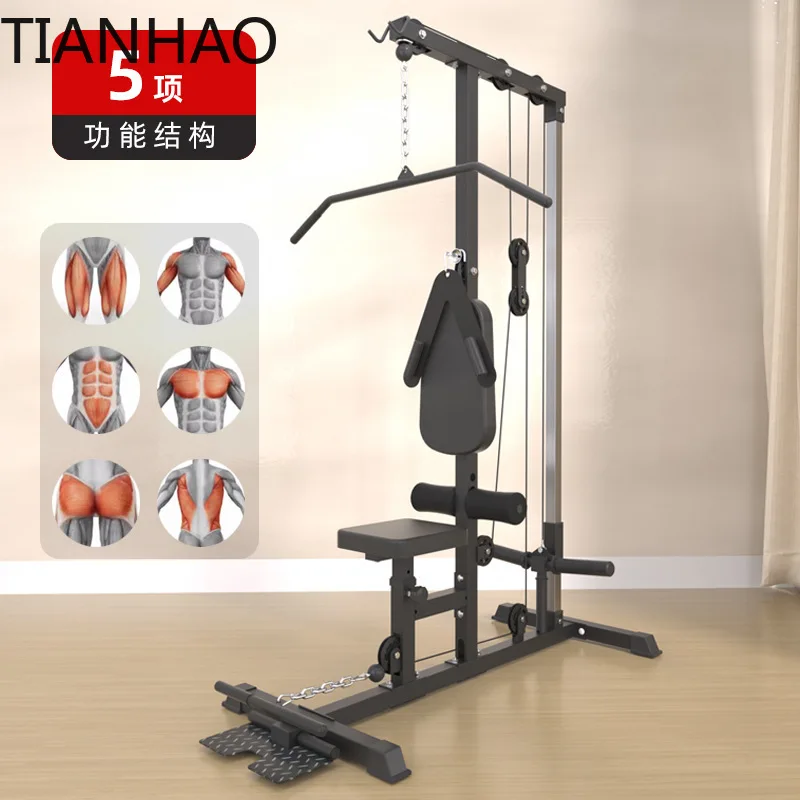 Dual-Pad Neck Rope High-Low Pulley Functional Rowing Machine for Back Muscles Single-User Standing Multi-Functional Trainer