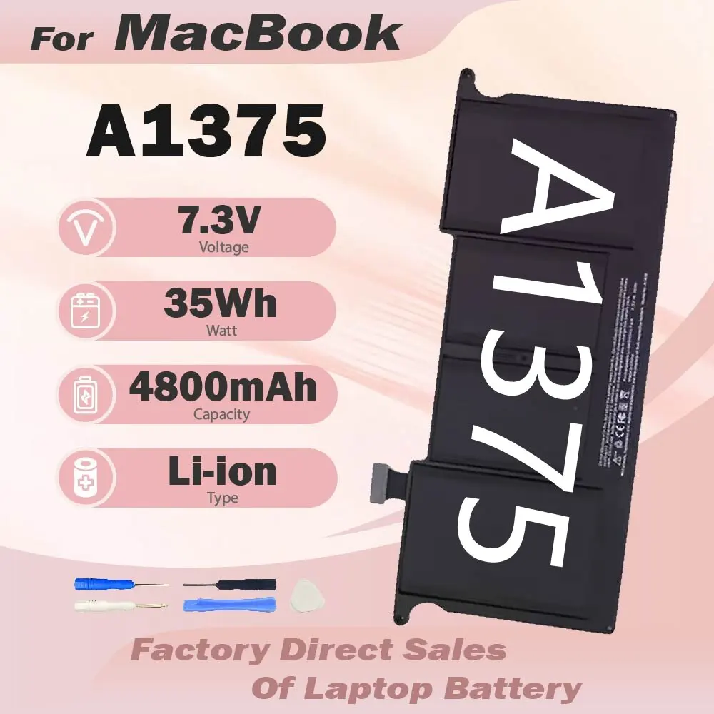 

Аккумулятор A1375 для Apple MacBook Air 11" A1370 (версия конца 2010 года) Аккумулятор для ноутбука 7,3 В, 35 Вт·ч, 4800 мА·ч, БЕСПЛАТНЫЕ ИНСТРУМЕНТЫ