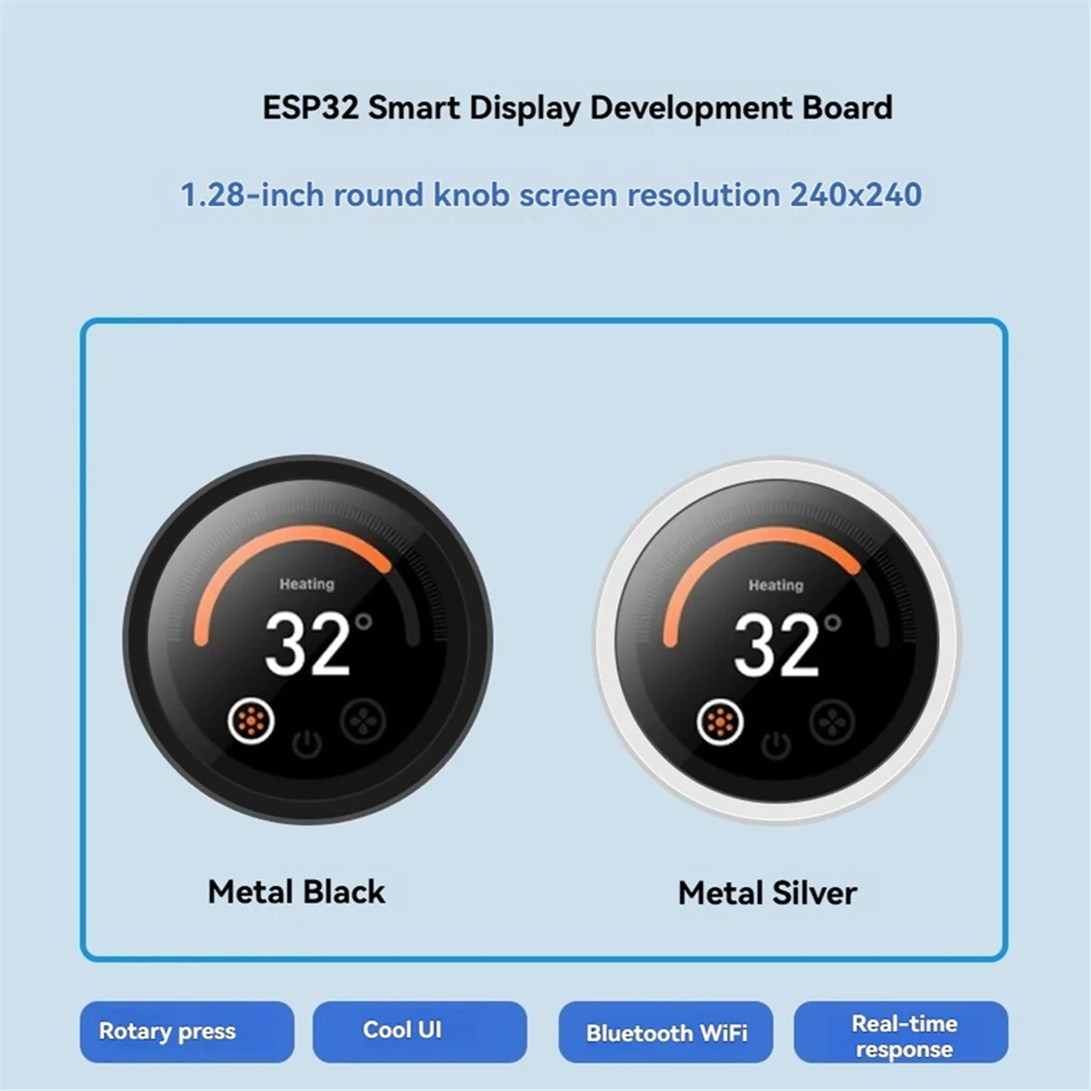 Efficient ESP32-C3 Development Board LVGL Rotary Display TFT Module,Black