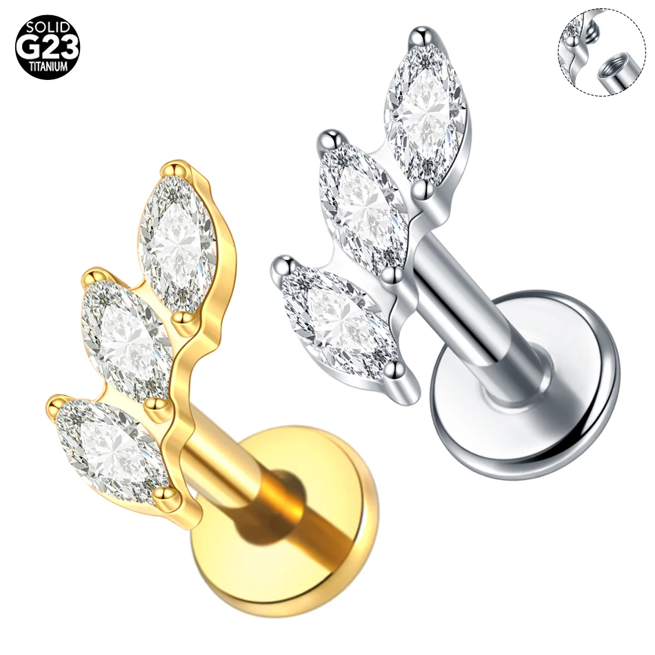 1 stks Titanium Piercing Kruis Bloem Stud Oorbel Intern Schroefdraad Kubieke Zirkoon Tragus Helix Piercing Lichaam Sieraden - afbeelding 1