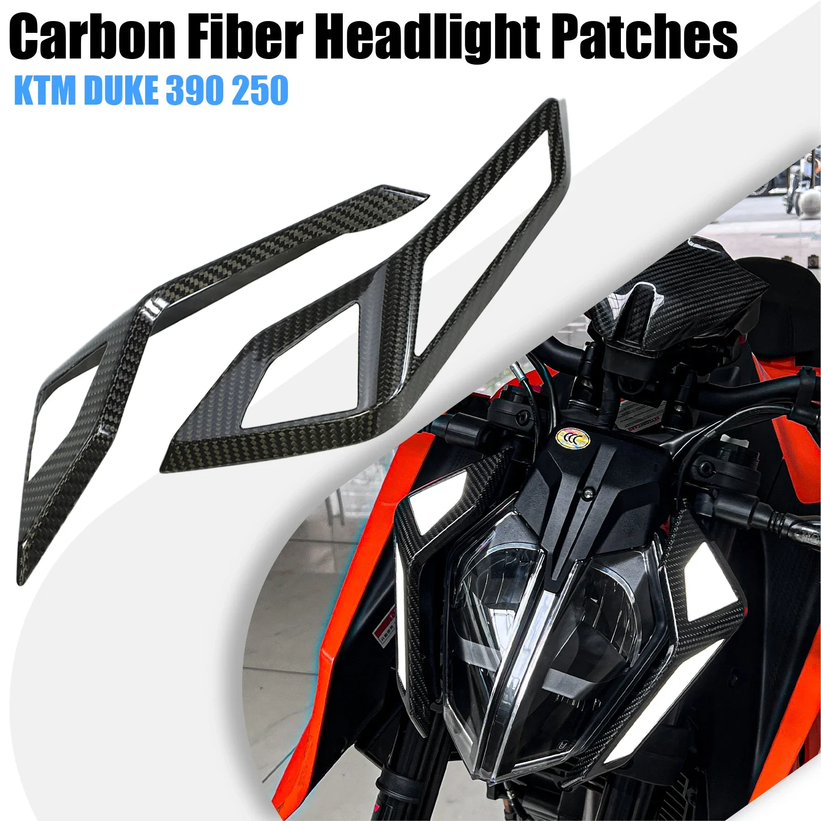 

Carbon Fiber Headlight Lens Guard Cover For KTM DUKE 250 390 Motorcycle Lens Guard Cover Motorcycle Headlamp Guard 2024-2025