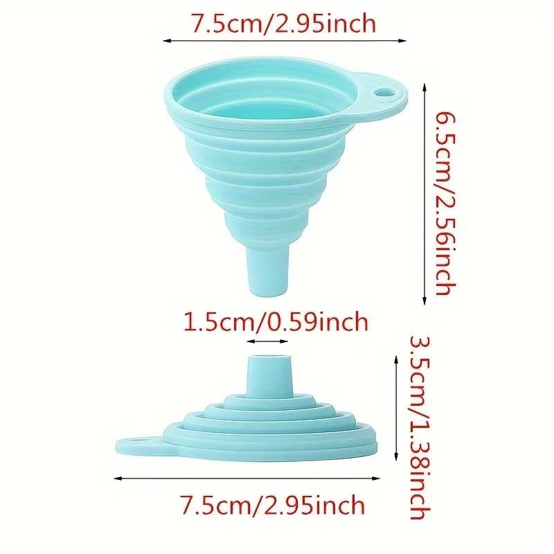 4pcs Portable Mini Telescopic Folding Small Funnel Household Silicone Liquid Packaging Oil Funnel Small Kitchen Oil Pot Leakage