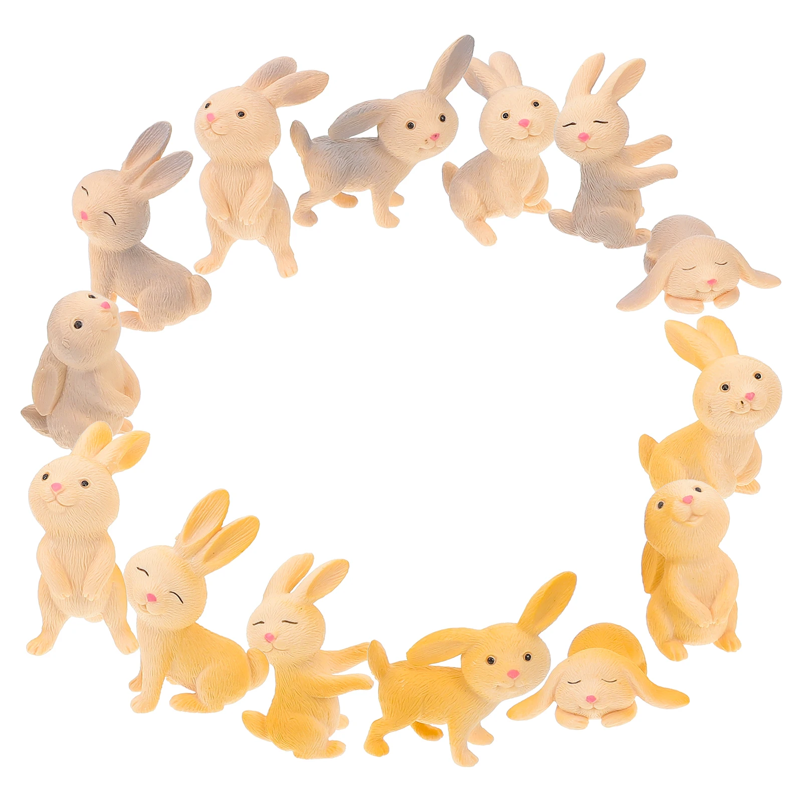 

14pcs Mini Rabbit Statue PVC Material Lovely Bunny Garden naments Long Term Use Miniature Decor Dollhouse Accessories Room Cake